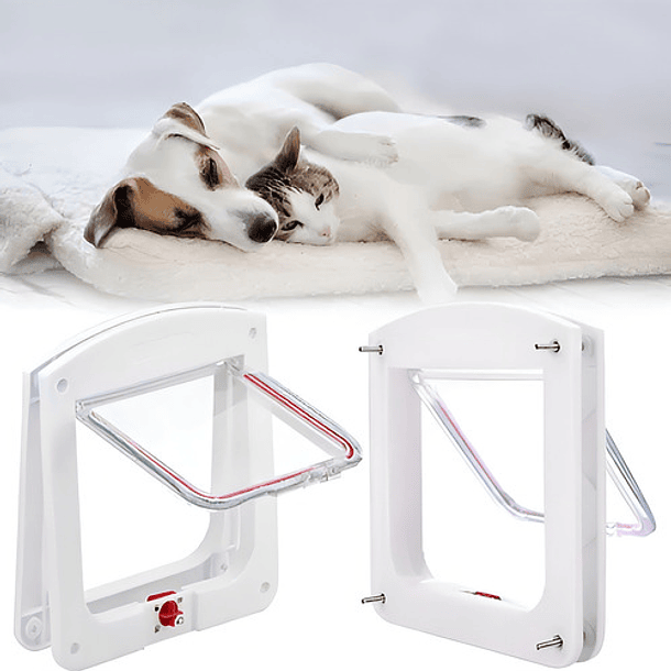 Puerta Para Mascotas Puerta Gatera Puerta Abatible Perro Color Blanco 5