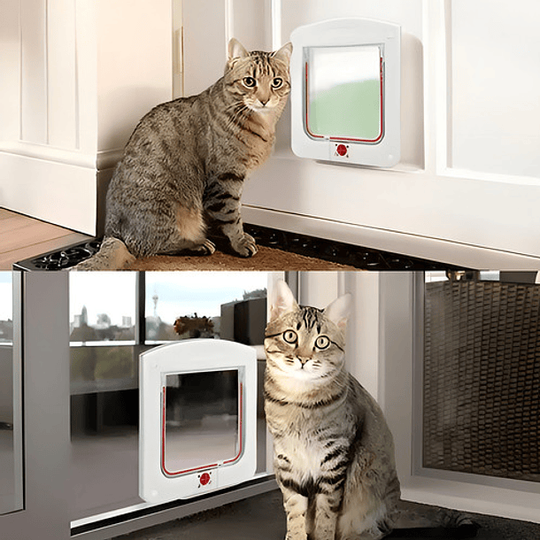 Puerta Para Mascotas Puerta Gatera Puerta Abatible Perro Color Blanco 6