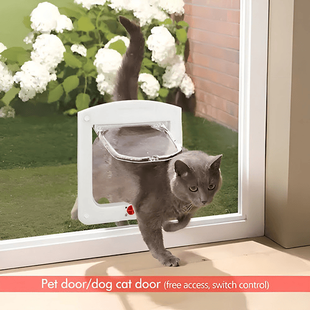 Puerta Para Mascotas Puerta Gatera Puerta Abatible Perro Color Blanco 7