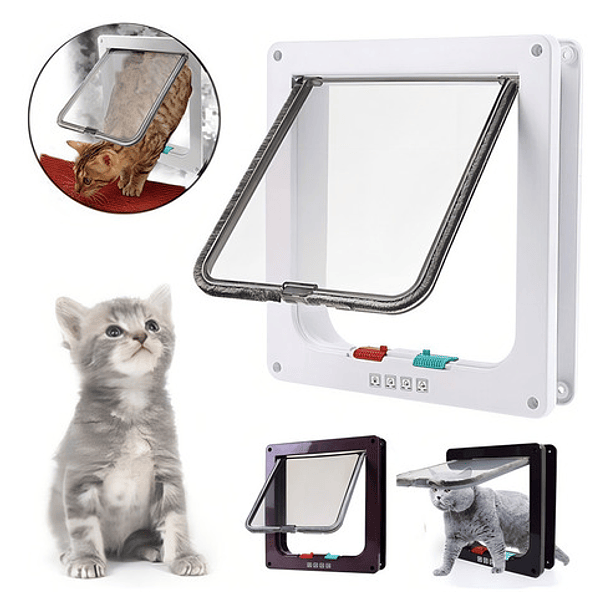 Puerta Para Mascotas Puerta Gatera Puerta Abatible Perro Color Blanco 10