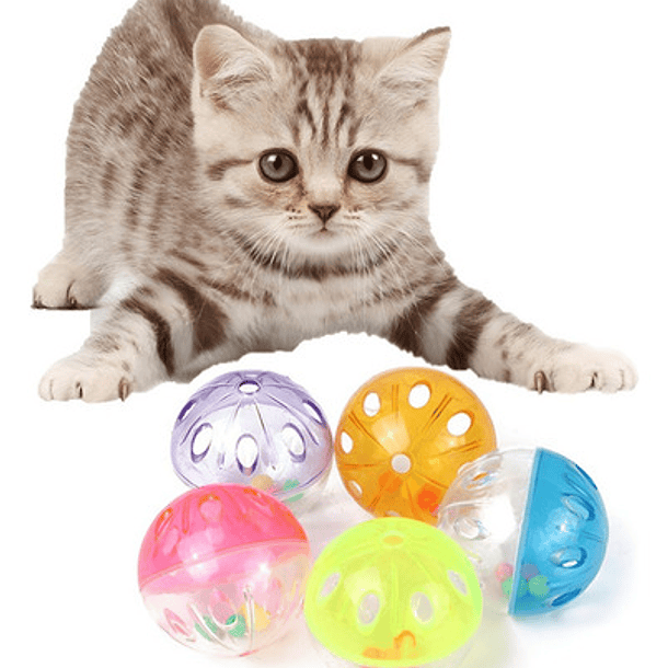 Juguete Pelota Gatos Juguete Interactivo Gato Roro Pelota Cascabel De Colores 6pcs 1