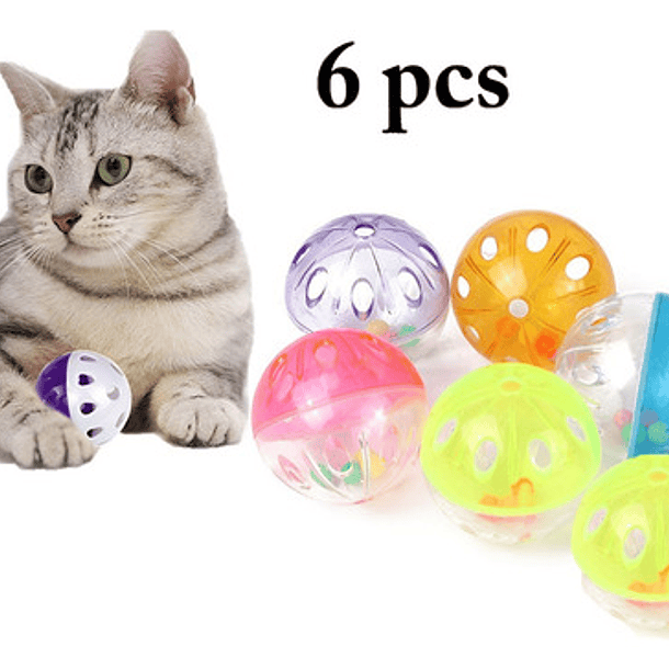 Juguete Pelota Gatos Juguete Interactivo Gato Roro Pelota Cascabel De Colores 6pcs 3