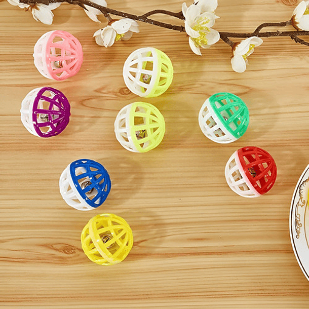 Juguete Pelota Gatos Juguete Interactivo Gato Roro Pelota Cascabel De Colores 6pcs 6