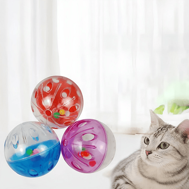 Juguete Pelota Gatos Juguete Interactivo Gato Roro Pelota Cascabel De Colores 6pcs 11