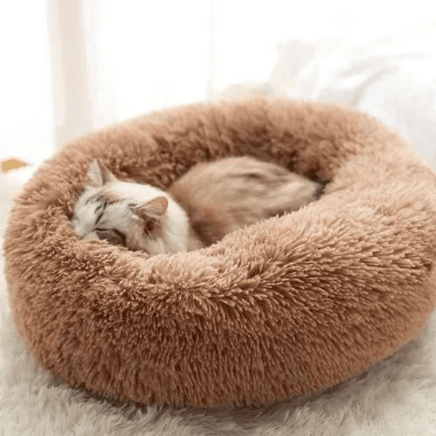 Cama Para Perro Pequeño Camita Con Felpa Antiestrés Cómoda C Color Café Diseño Dona 3