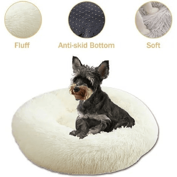Cama Para Perro Pequeño Camita Con Felpa Antiestrés Cómoda C Color Café Diseño Dona 5