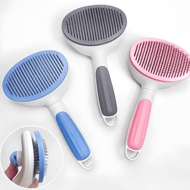 Cepillo Para Perros Y Gatos, Expulsador De Cabello Color Rosa 1