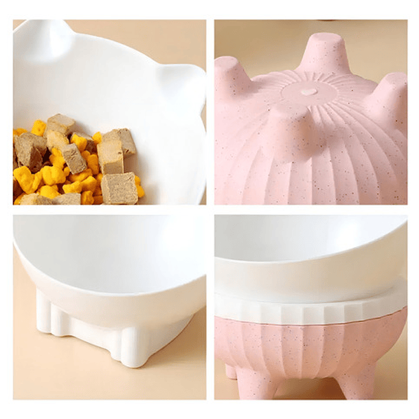 Vitrineon Cl Plato Comida Perro Alto Inclinable Color Rosa Claro 5