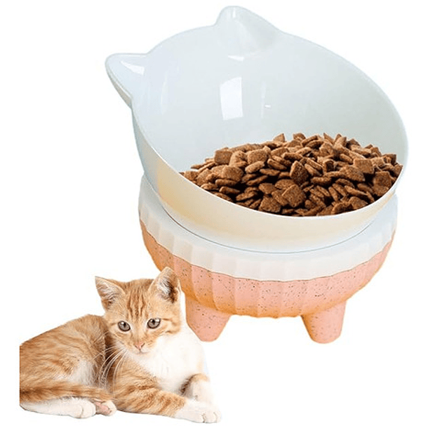 Vitrineon Cl Plato Comida Perro Alto Inclinable Color Rosa Claro 9