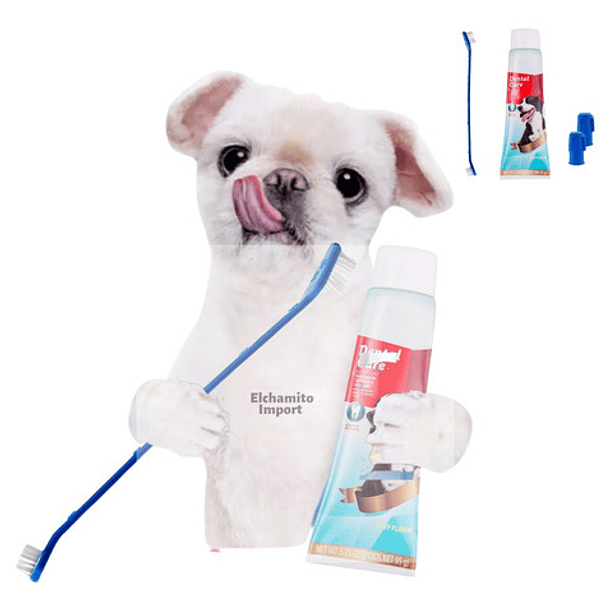 Set De Higiene Dental Con Cepillo Para Mascota Dental Care S Sabor Carne 4