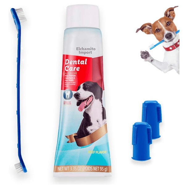 Set De Higiene Dental Con Cepillo Para Mascota Dental Care S Sabor Carne 5