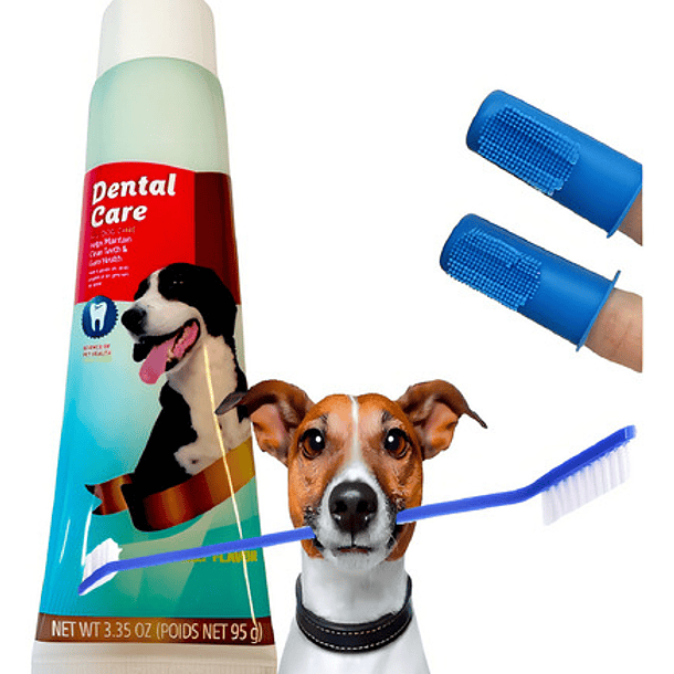 Set De Higiene Dental Con Cepillo Para Mascota Dental Care S Sabor Carne 7