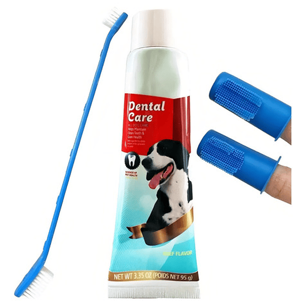 Set De Higiene Dental Con Cepillo Para Mascota Dental Care S Sabor Carne 8