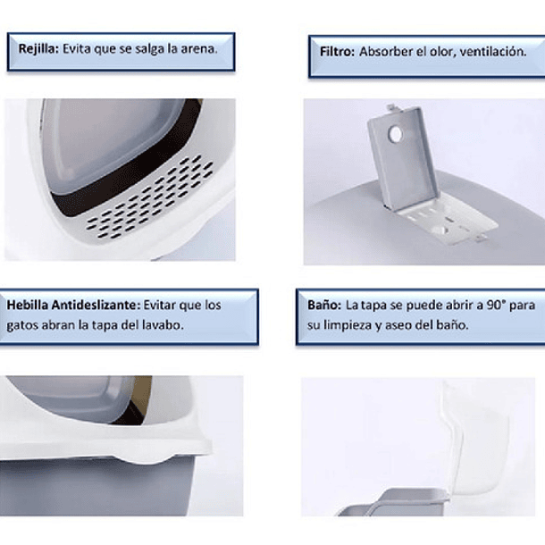 Baño Arenero Para Gatos Color Aguamarina/celeste + Pala Color Gris 5