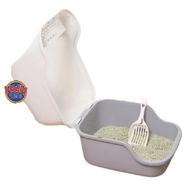 Baño Arenero Para Gatos Color Aguamarina/celeste + Pala Color Gris 7