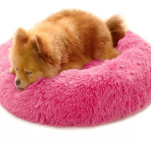 Cama Para Perro Pequeño Camita Con Felpa Antiestrés Cómoda C Color Rosa Fuerte 1
