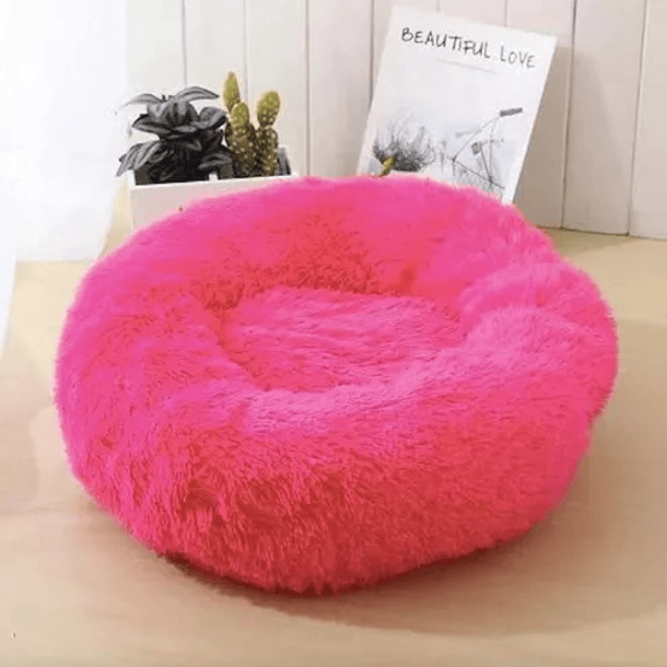 Cama Para Perro Pequeño Camita Con Felpa Antiestrés Cómoda C Color Rosa Fuerte 2