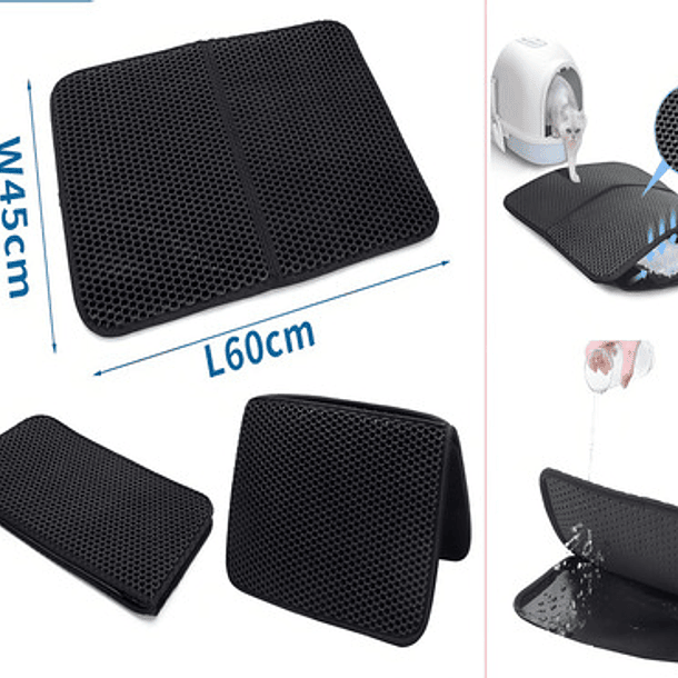 Alfombra Para Atrapar Arena De Gatos Tapete Arenero Mascotas Color Negro Jior Spa 45*60cm 6