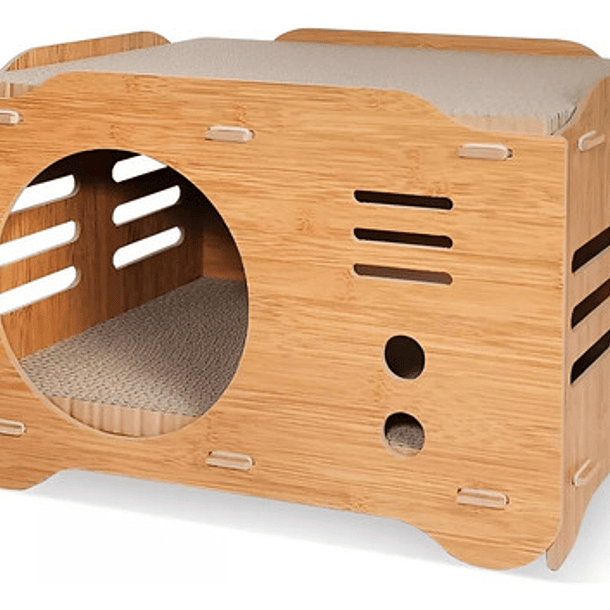 Cama Casa De Madera Para Gatos Roro Rascador Cama Gato 2