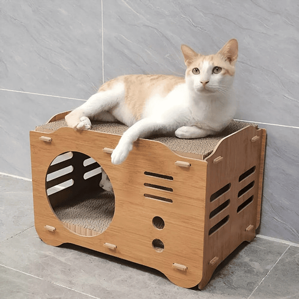 Cama Casa De Madera Para Gatos Roro Rascador Cama Gato 4