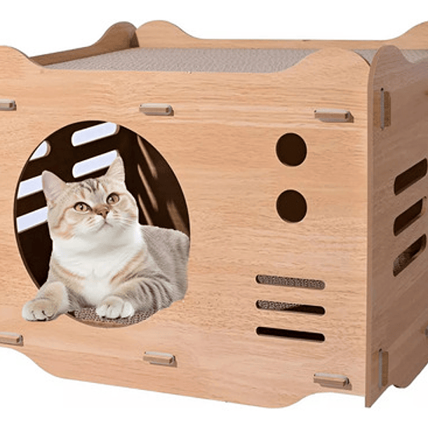 Cama Casa De Madera Para Gatos Roro Rascador Cama Gato 6