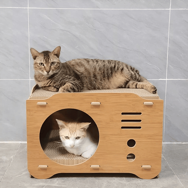 Cama Casa De Madera Para Gatos Roro Rascador Cama Gato 8