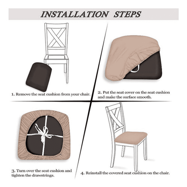 Pack De 6 Fundas Cubre Asiento Para Sillas De Tela Cuadrille 23