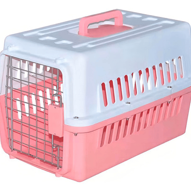 Jaula Transportadora Viaje Paseo Mascota Perro Gato Reptil Color Rosa 1