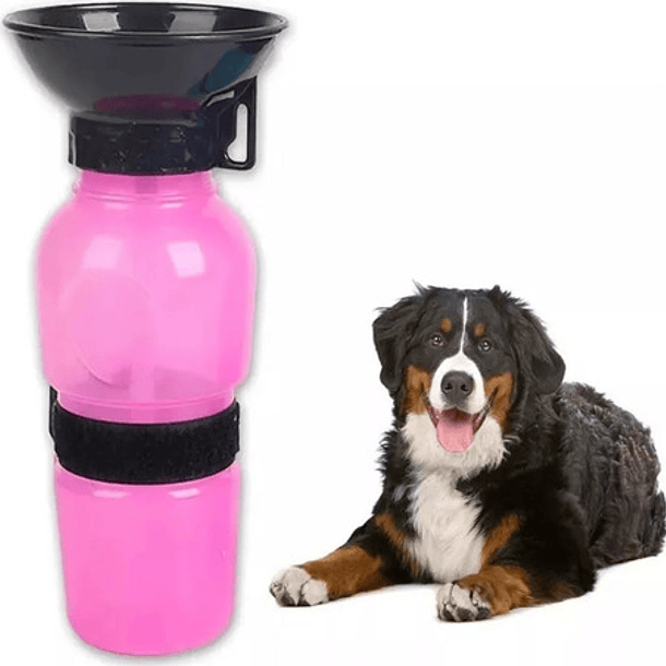 Botella Agua Bebedero Mascota Perrito Paseo 500ml Color Rosa 2