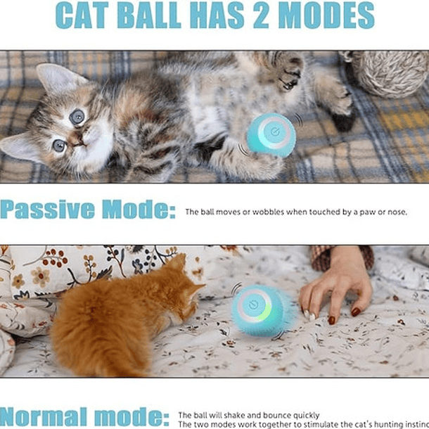 Pelota De Juguete Inteligente Para Gatos, Giratoria, Interac Color Rosa 8