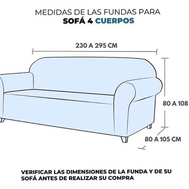 Funda Cubre Sofá Protectora Premium Cuadrille 4 Cuerpos Color Calipso 4