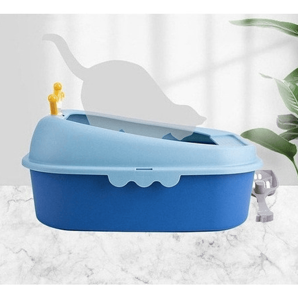 Arenero Para Gato Ballenita Con Pala Y Juguete De Color Azul 3