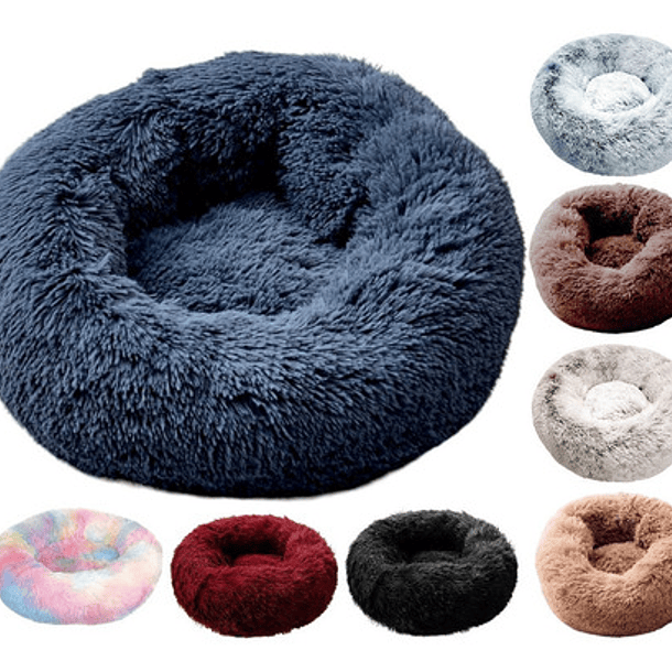 Cama Tipo Dona Antiestres Para Mascotas Perros Gatos Chica C Color Gris 2