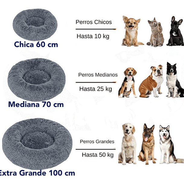 Cama Tipo Dona Antiestres Para Mascotas Perros Gatos Chica C Color Gris 5