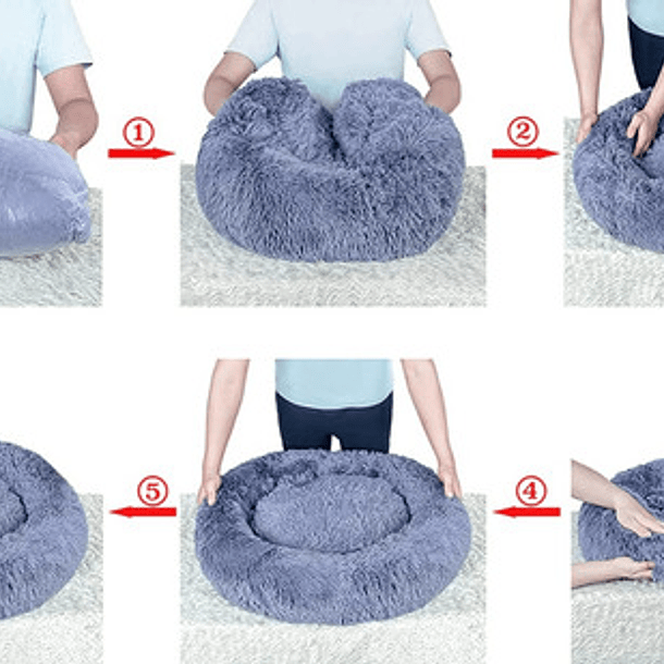 Cama Tipo Dona Antiestres Para Mascotas Perros Gatos Chica C Color Gris 6