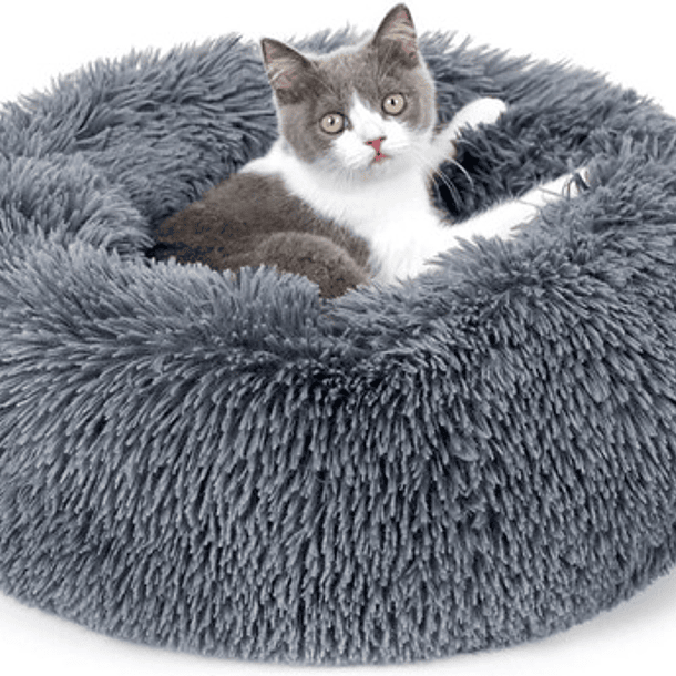 Cama Tipo Dona Antiestres Para Mascotas Perros Gatos Chica C Color Gris 7