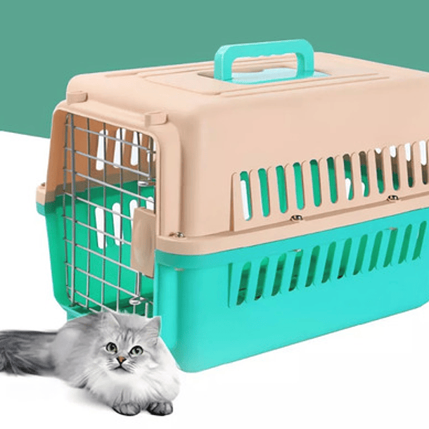 Jaula Transporte Para Mascotas - Caja Canil Perros/gatos M Color Beige 3