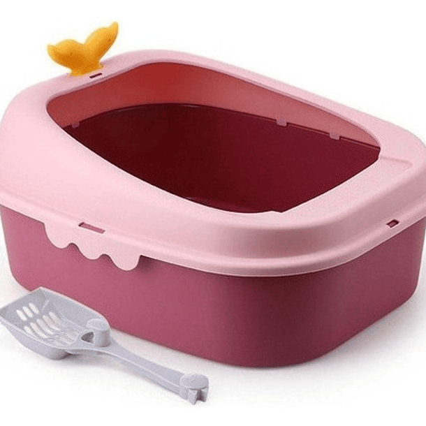 Arenero Para Gato Ballenita Con Pala Y Juguete De Color Rosa 1