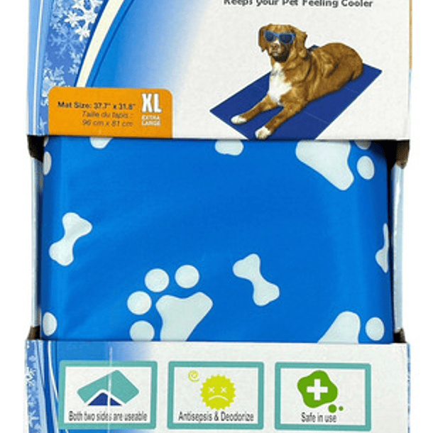 Manta Refrescante De Gel Frio Para Mascotas Talla Xl 96x81cm Color Azul Hueso Y Huella 1