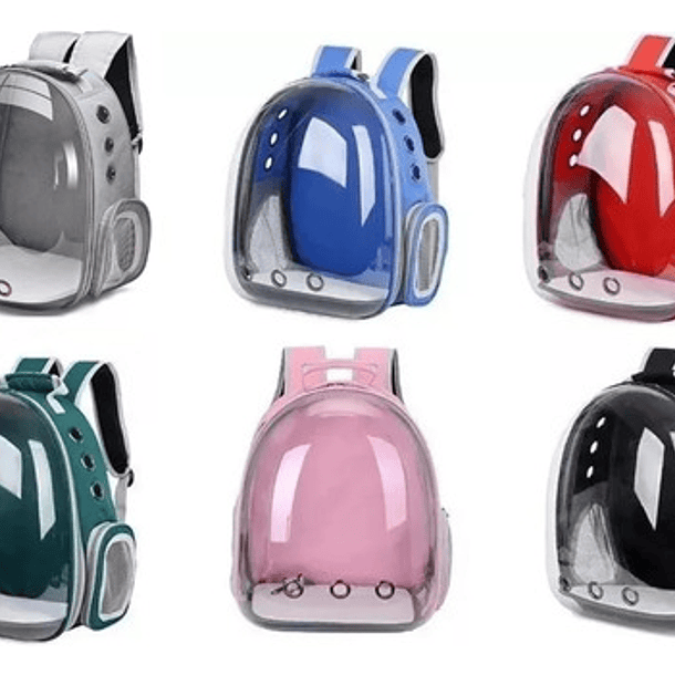 Mochila Bolso Transporte Transparente Mascotas Perros Gatos Color Azul 7