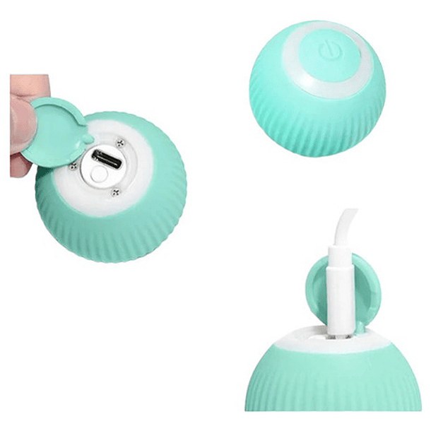 Pelota Interactiva, Giratoria, Recargable, Para Mascotas, Perros, Gatos, Usb, Color Azul 5