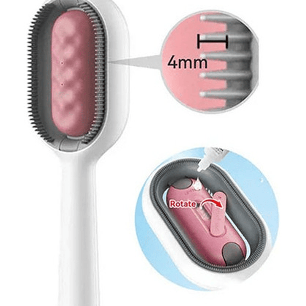 Cepillo Aseo Para Mascotas Con Tanque Agua 3 En 1 Gato Perro Color Rosa 4mm 2