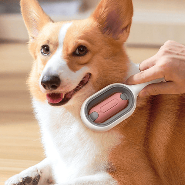 Cepillo Aseo Para Mascotas Con Tanque Agua 3 En 1 Gato Perro Color Rosa 4mm 5