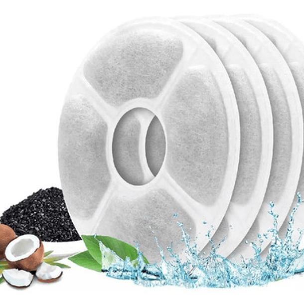 X4 Filtro Bebedero Fuente De Agua Eléctrico Gato Perro Redon Color Blanco 1