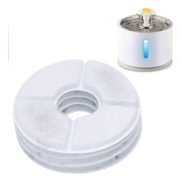 X4 Filtro Bebedero Fuente De Agua Eléctrico Gato Perro Redon Color Blanco 8