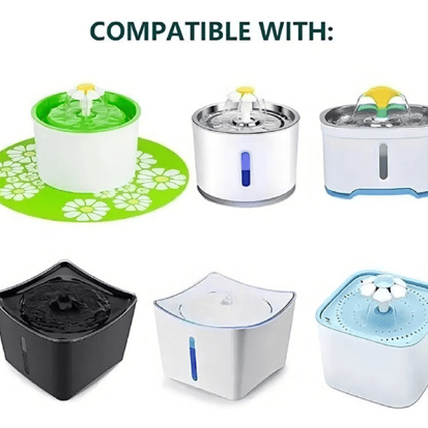 X4 Filtro Bebedero Fuente De Agua Eléctrico Gato Perro Redon Color Blanco 9