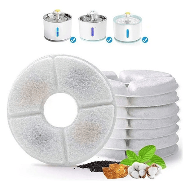 X4 Filtro Bebedero Fuente De Agua Eléctrico Gato Perro Redon Color Blanco 12