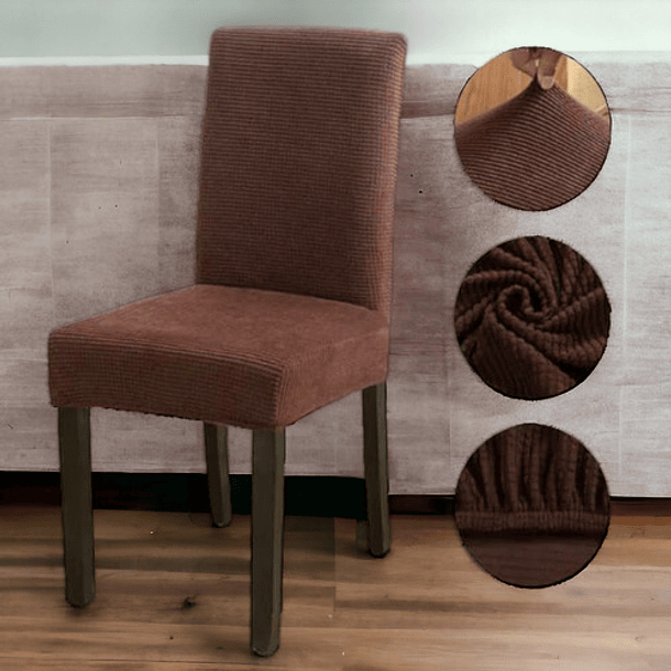 Pack De 2 Fundas Elastica Para Silla Color Marrón Diseño De La Tela Cuadrille 1