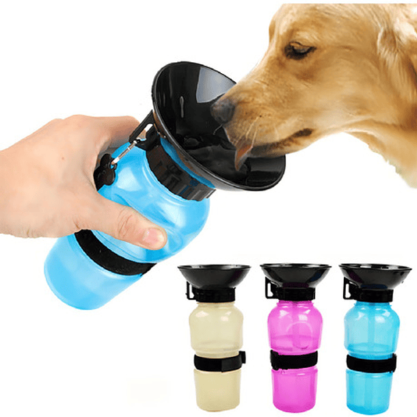 Dispensador Agua 500ml Botella Portátil Mascota Perro Gato Color Azul 1