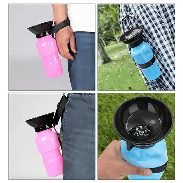 Dispensador Agua 500ml Botella Portátil Mascota Perro Gato Color Azul 5